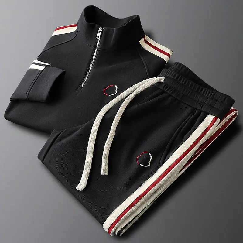 Neues modisches Herren-Sportset – Trendiger Hoodie und Jogginghose für Frühling, Herbst und Winter, Strickdesign mit Seitenstreifen