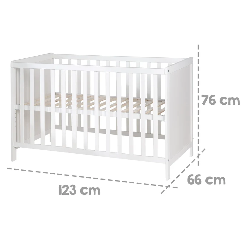 Multifunktionsbett, wandelbares Beistellbett mit Ausstattung, Kinderbett 60x120 cm, weiß