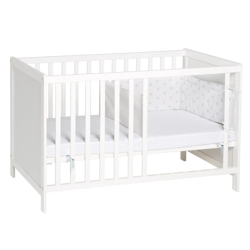 Multifunktionsbett, wandelbares Beistellbett mit Ausstattung, Kinderbett 60x120 cm, weiß