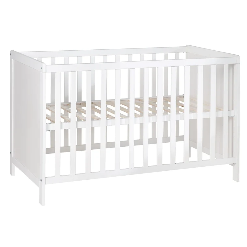 Multifunktionsbett, wandelbares Beistellbett mit Ausstattung, Kinderbett 60x120 cm, weiß