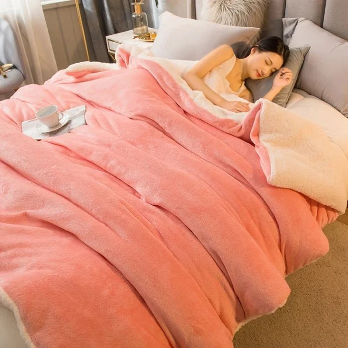 Wolldecke für warme Wintertage – Doppelseitiger Bettbezug (Queen-Size) & Camping-Tagesdecke