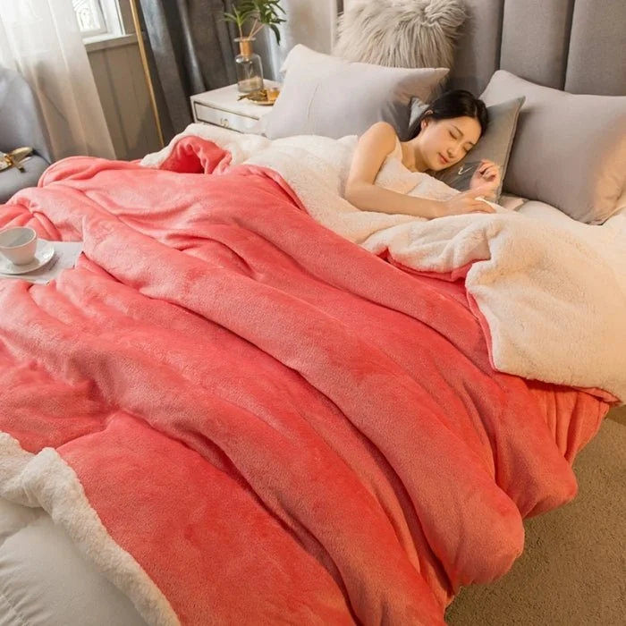 Wolldecke für warme Wintertage – Doppelseitiger Bettbezug (Queen-Size) & Camping-Tagesdecke