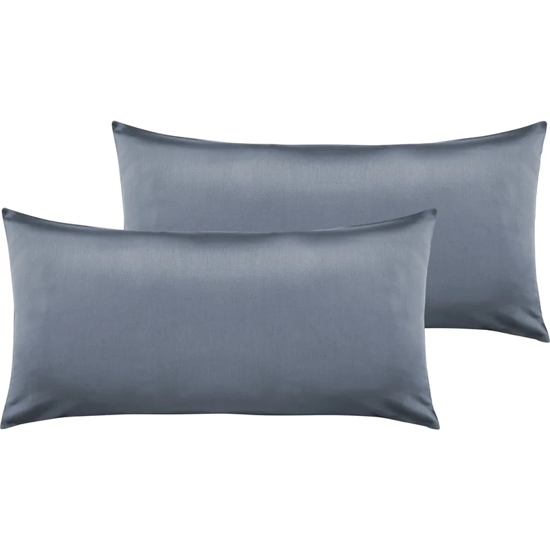 Satin Kopfkissen - Pure Label - Stahlblau - 2er Set 40x80cm