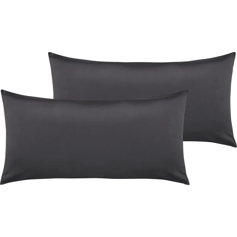 Satin Kopfkissen - Pure Label - Anthrazit - 2er Set 40x80cm