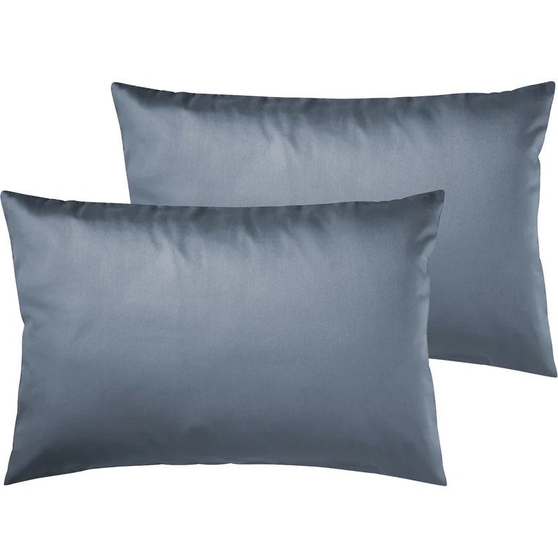 Satin Kopfkissen - Pure Label - Stahlblau - 2er Set 40x60cm