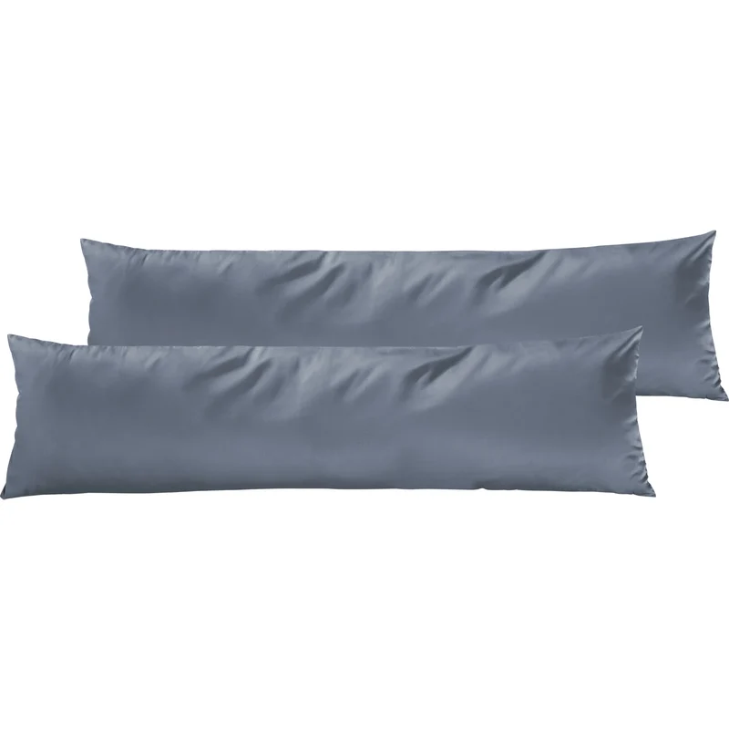 Satin Kopfkissen - Pure Label - Stahlblau - 2er Set 40x145cm