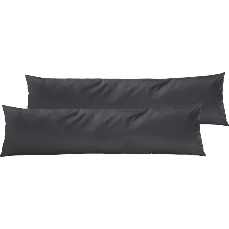 Satin Kopfkissen - Pure Label - Anthrazit - 2er Set 40x145cm
