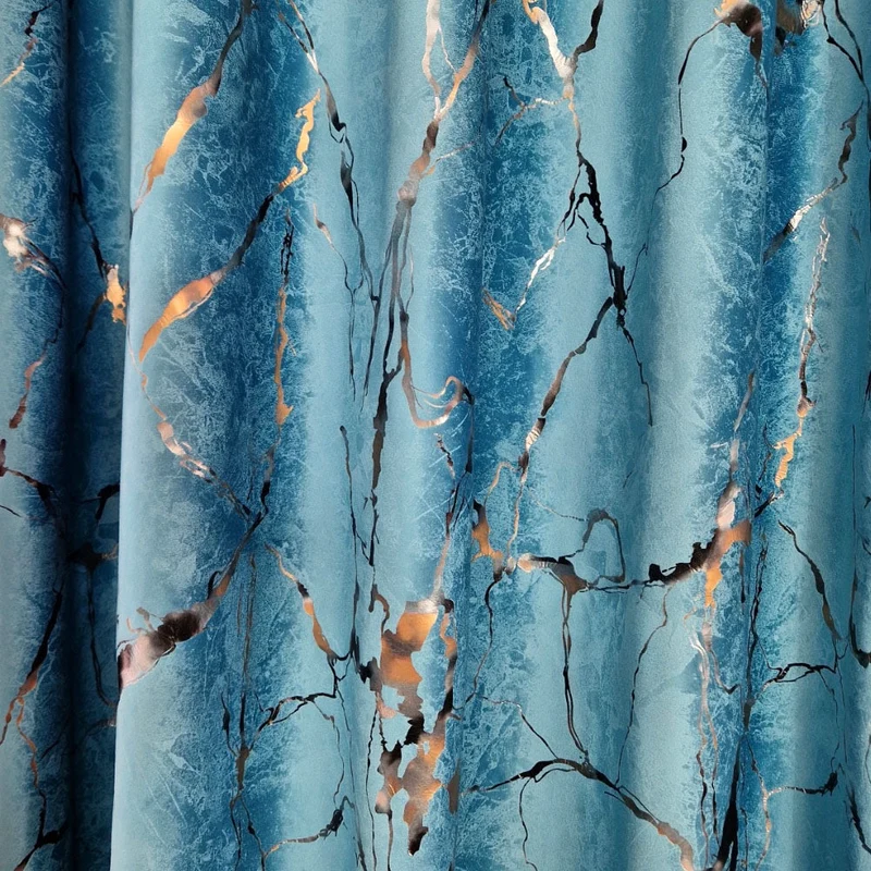Folien gedruckter Samt 80% Verdunkelung Blau – mit Kräuselband (1 Stück)
