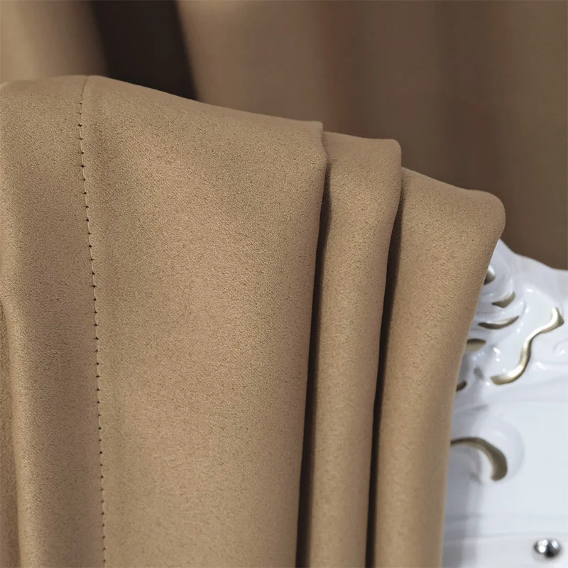 Dicke Stoff Vorhang 99% Verdunkelung Beige – mit Kräuselband (1 Stück)