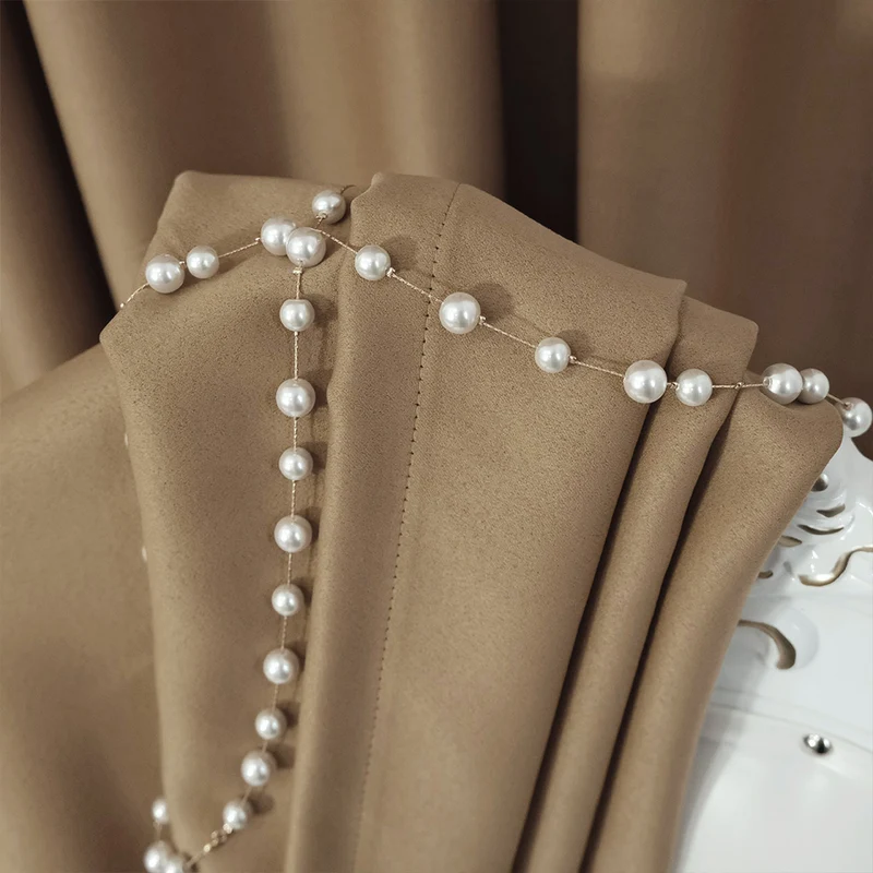 Dicke Stoff Vorhang 99% Verdunkelung Beige – mit Kräuselband (1 Stück)