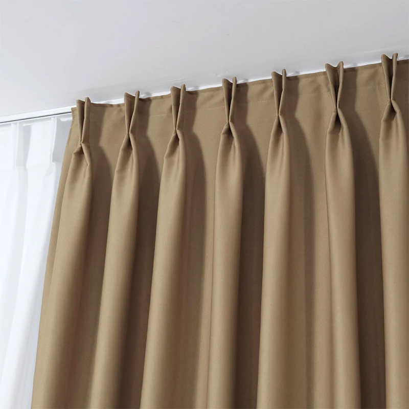 Dicke Stoff Vorhang 99% Verdunkelung Beige – mit Kräuselband (1 Stück)