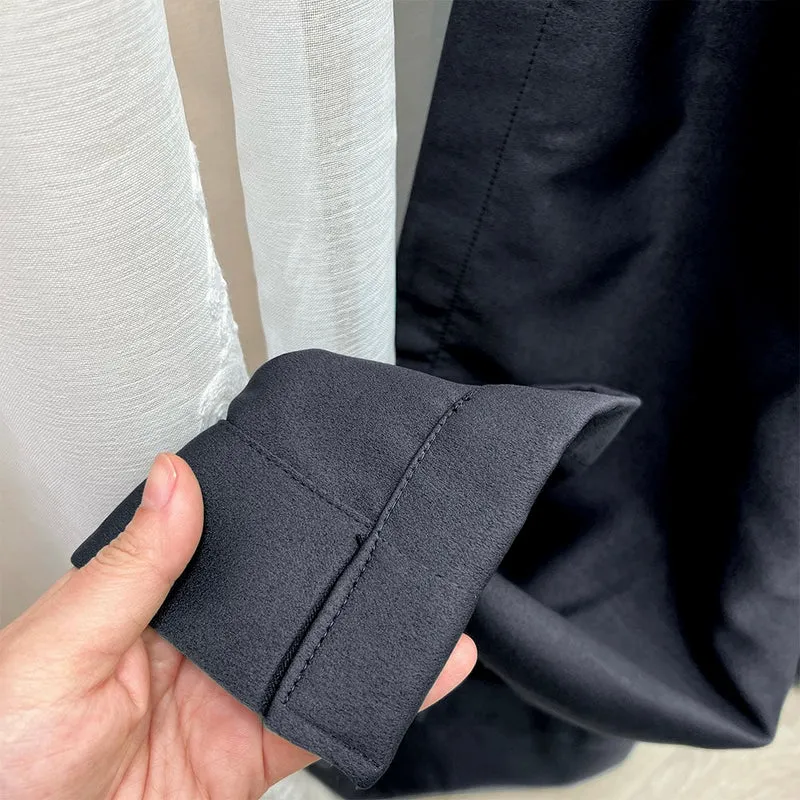 Dicke Stoff Vorhang 99% Verdunkelung Schwarz – mit Kräuselband (1 Stück)