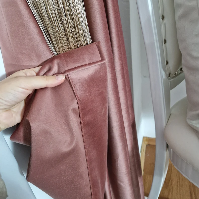 Samt Vorhang 80% Verdunkelung Rose – mit Kräuselband (1 Stück)