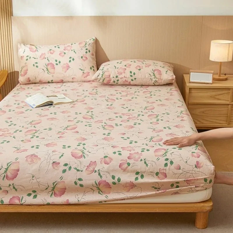 Bedrucktes Spannbettlaken-Set aus grobem Stoff – Four Seasons Kollektion, 3-teilig