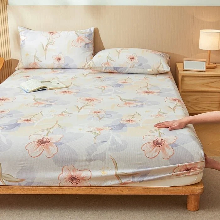 Bedrucktes Spannbettlaken-Set aus grobem Stoff – Four Seasons Kollektion, 3-teilig