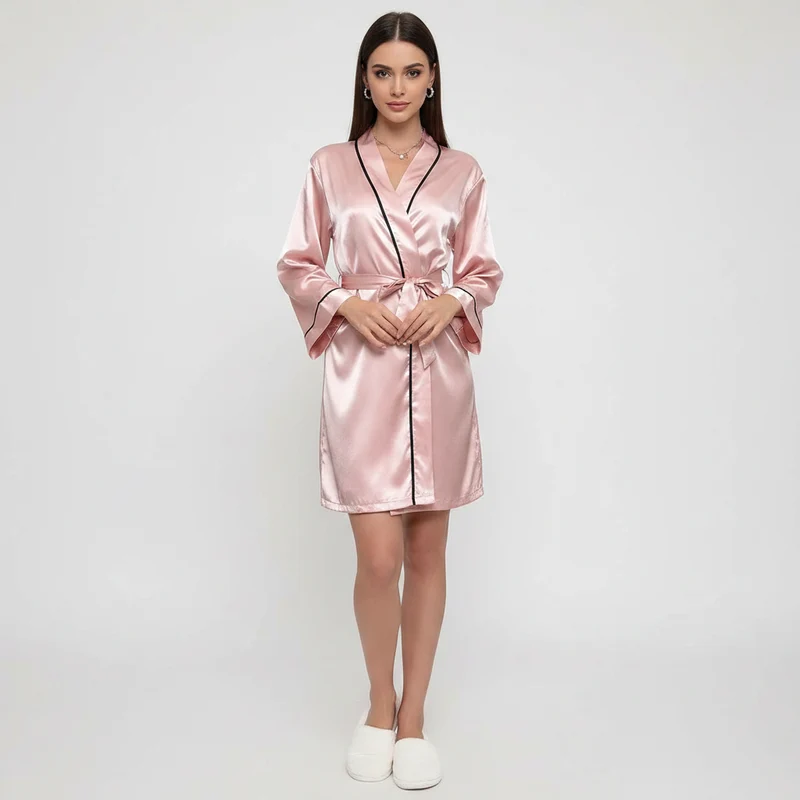 Steigern Sie Ihren Komfort mit unserem Damen-Kimono-Bademantel aus Satin.
