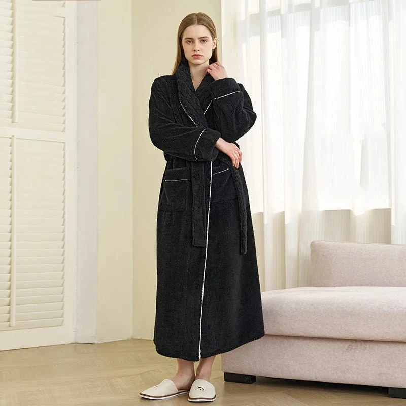 Oversized Fleece-Bademantel für Herren – Korallenfarbener Flanell-Kimono-Bademantel für Paare