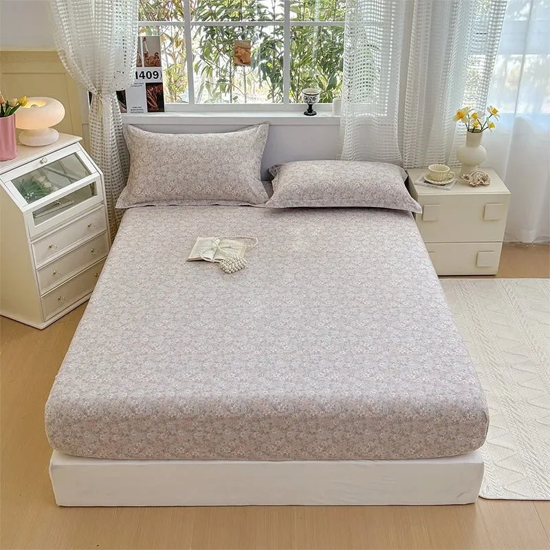 Spannbettlaken aus 100 % Baumwolle mit Blumenmuster - Elastisches, hautfreundliches Bettlaken (ohne Kissenbezug)