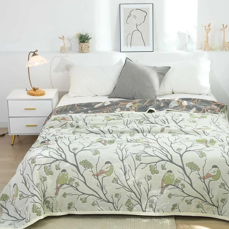 Weiche Sommerdecke aus japanischer Baumwollgaze für Sofa und Bett – leichte und atmungsaktive Bettwäsche