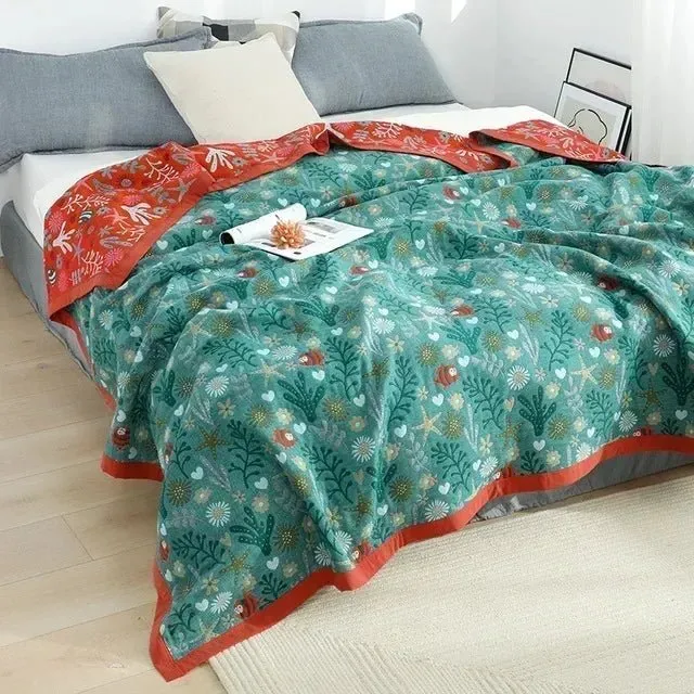 Weiche Sommerdecke aus japanischer Baumwollgaze für Sofa und Bett – leichte und atmungsaktive Bettwäsche