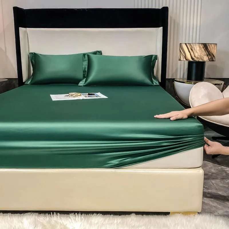 Spannbettlaken aus 1000TC ägyptischer Baumwolle mit passenden Kissenbezügen – Hochwertiges, einfarbiges, elastisches Bettlaken aus langstapeliger Baumwolle