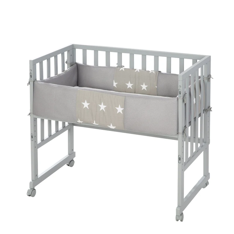 Stuben-/Beistellbett "safe asleep®" – 2 in 1 mit Barriere "Little Stars", inkl. Matratze u. Nestchen