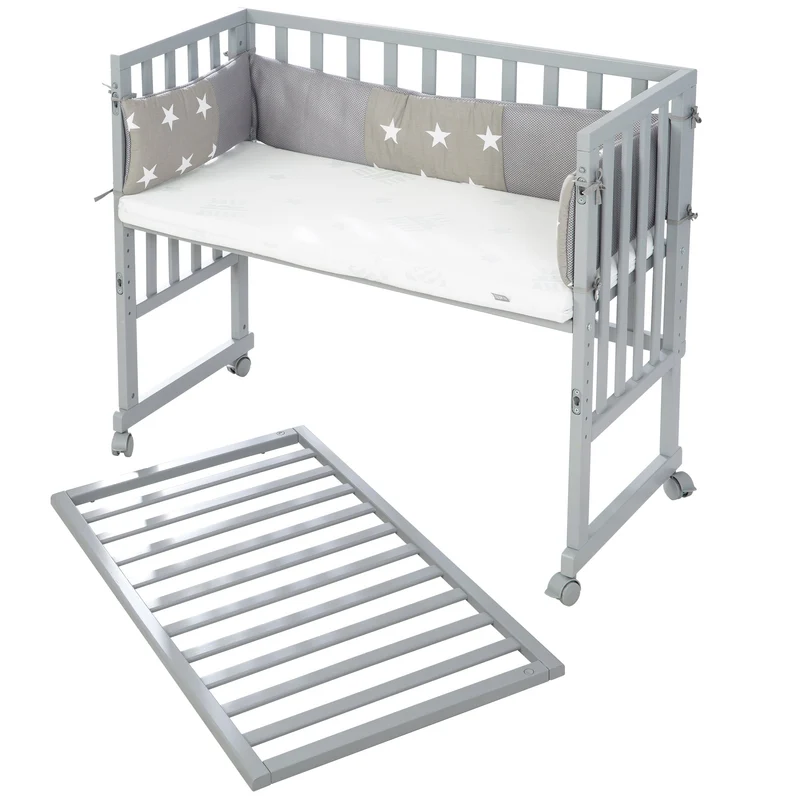 Stuben-/Beistellbett "safe asleep®" – 2 in 1 mit Barriere "Little Stars", inkl. Matratze u. Nestchen