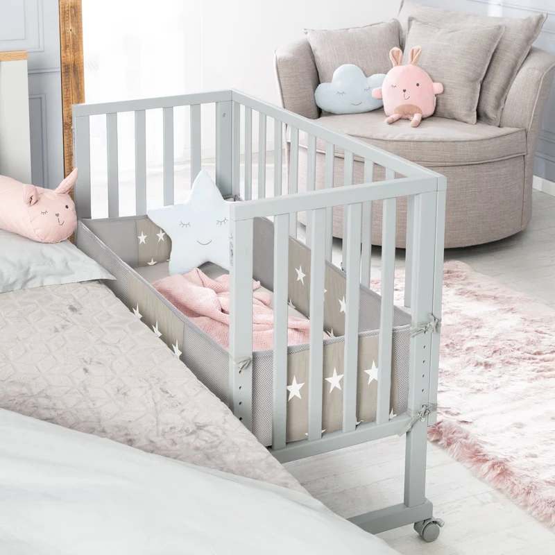 Stuben-/Beistellbett "safe asleep®" – 2 in 1 mit Barriere "Little Stars", inkl. Matratze u. Nestchen