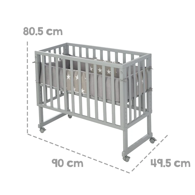 Stuben-/Beistellbett "safe asleep®" – 2 in 1 mit Barriere "Little Stars", inkl. Matratze u. Nestchen