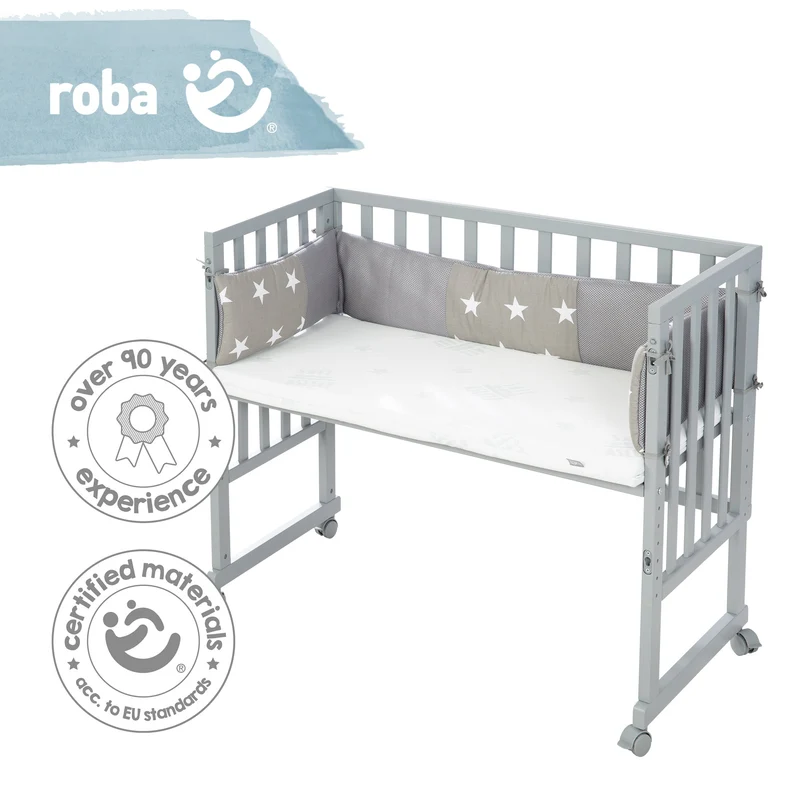 Stuben-/Beistellbett "safe asleep®" – 2 in 1 mit Barriere "Little Stars", inkl. Matratze u. Nestchen