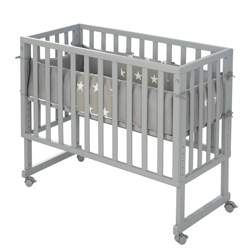 Stuben-/Beistellbett "safe asleep®" – 2 in 1 mit Barriere "Little Stars", inkl. Matratze u. Nestchen