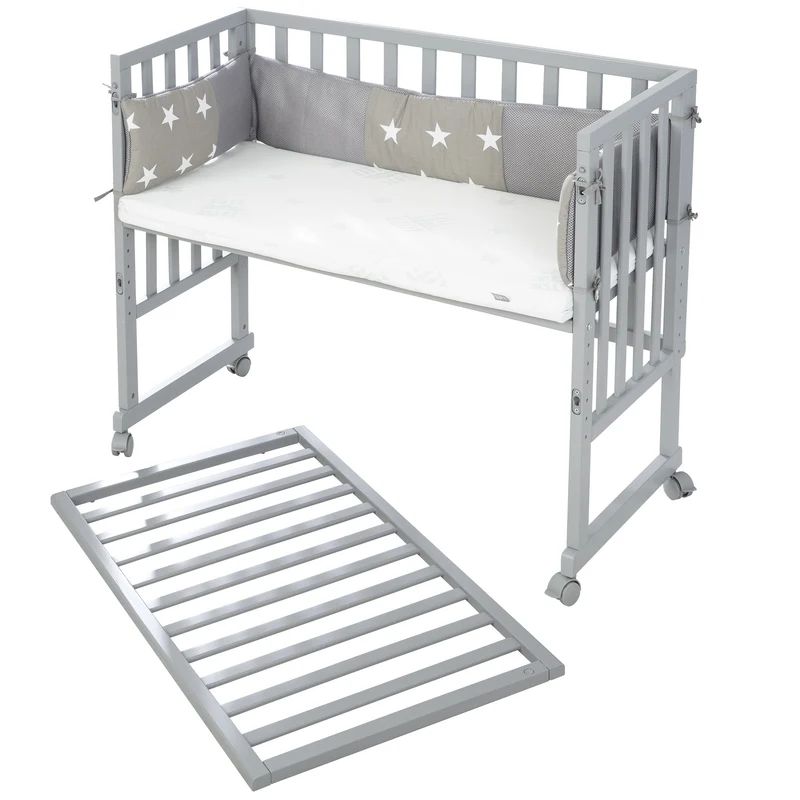 Stuben-/Beistellbett "safe asleep®" – 2 in 1 mit Barriere "Little Stars", inkl. Matratze u. Nestchen