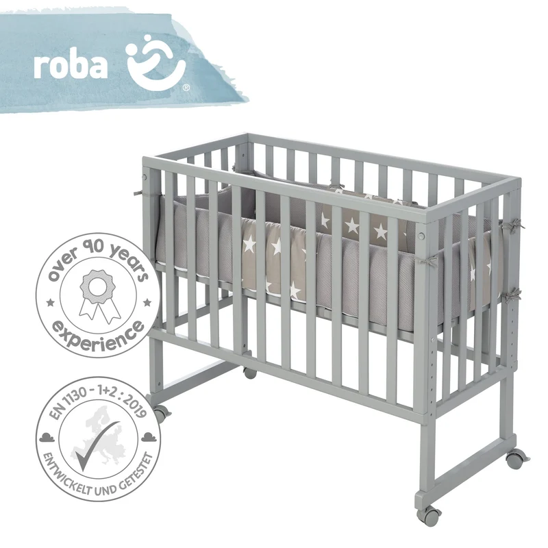 Stuben-/Beistellbett "safe asleep®" – 2 in 1 mit Barriere "Little Stars", inkl. Matratze u. Nestchen