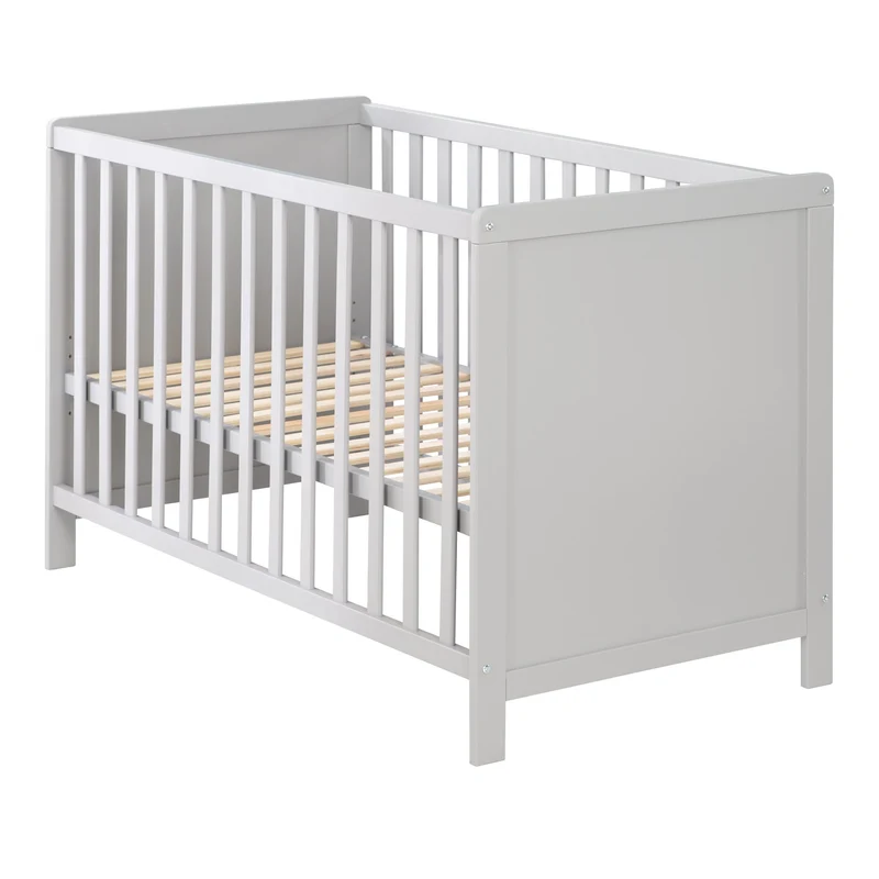 Universal Beistellbett – 60 x 120 cm, taupe, verstellbar, 5 Schlupfsprossen, inkl. Lattenrost