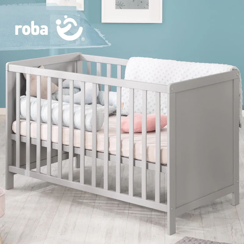Universal Beistellbett – 60 x 120 cm, taupe, verstellbar, 5 Schlupfsprossen, inkl. Lattenrost