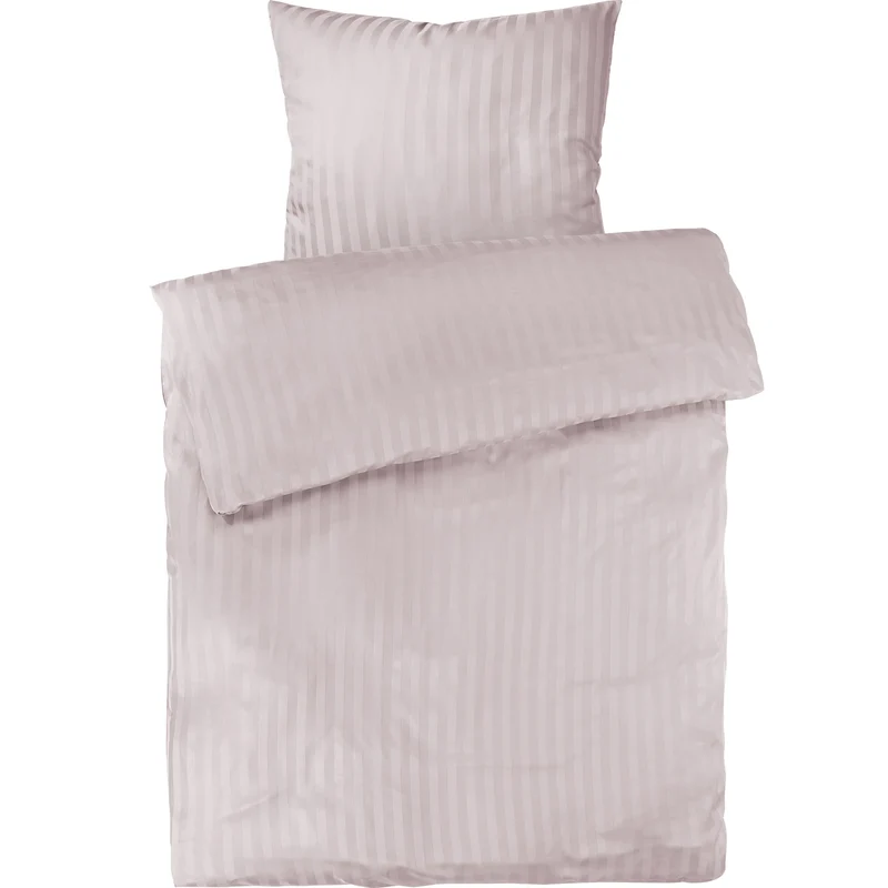 Mako Satin Damaststreifen Bettwäsche - Soft Rosa - 135x200 + 80x80cm