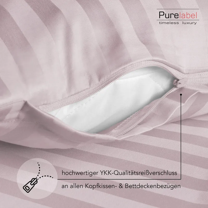 Mako Satin Damaststreifen Bettwäsche - Soft Rosa - 155x220 + 40x80cm