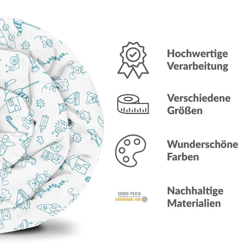 Therapiedecken Bettwäschen Set Weiß mit Spielsachen