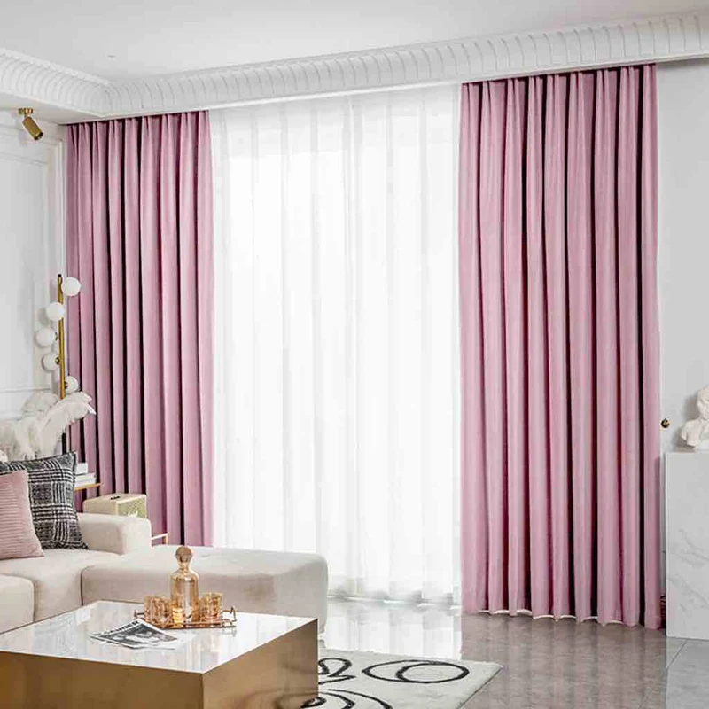 Samt Vorhang 70% halbdeckend Rosa – mit Kräuselband (1 Stück)