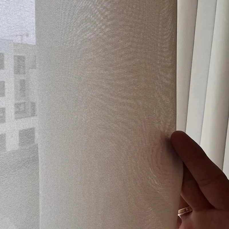 Seidige Crepe-Gardine Prämie Beige – mit Kräuselband (1 Stück)