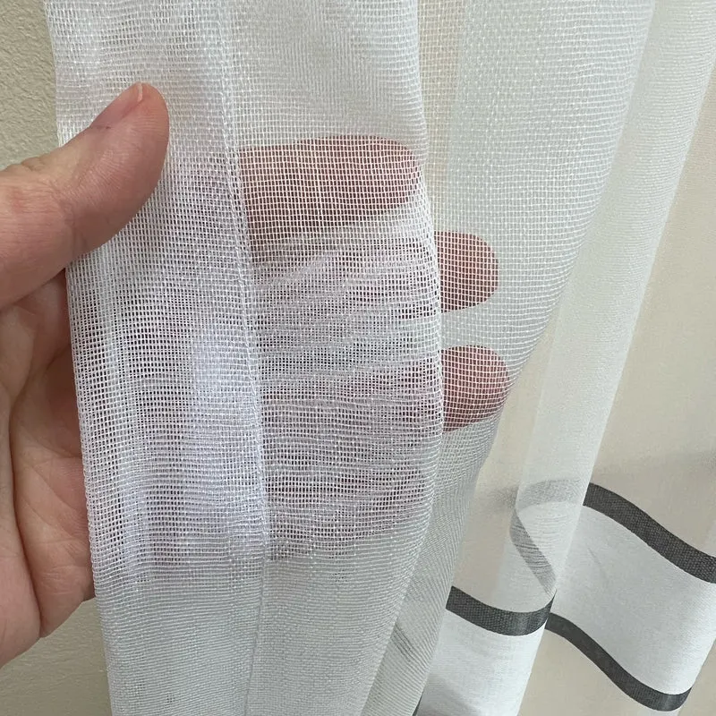 Maschenvorhang mit Streifen Weiß – mit Kräuselband (1 Stück)