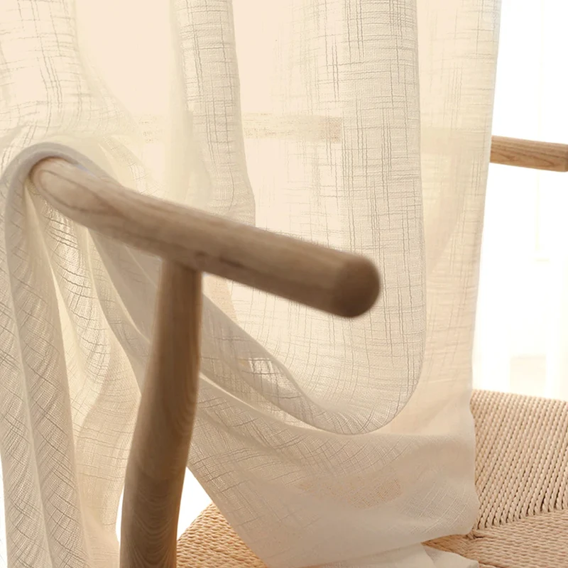 Leinen Gardine KETEN Beige – mit Kräuselband (1 Stück)