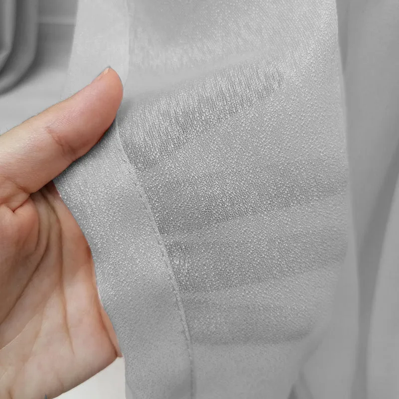 Gardine mit edlem Glanzeffekt Semi Organza transparent Grau – mit Kräuselband (1 Stück)