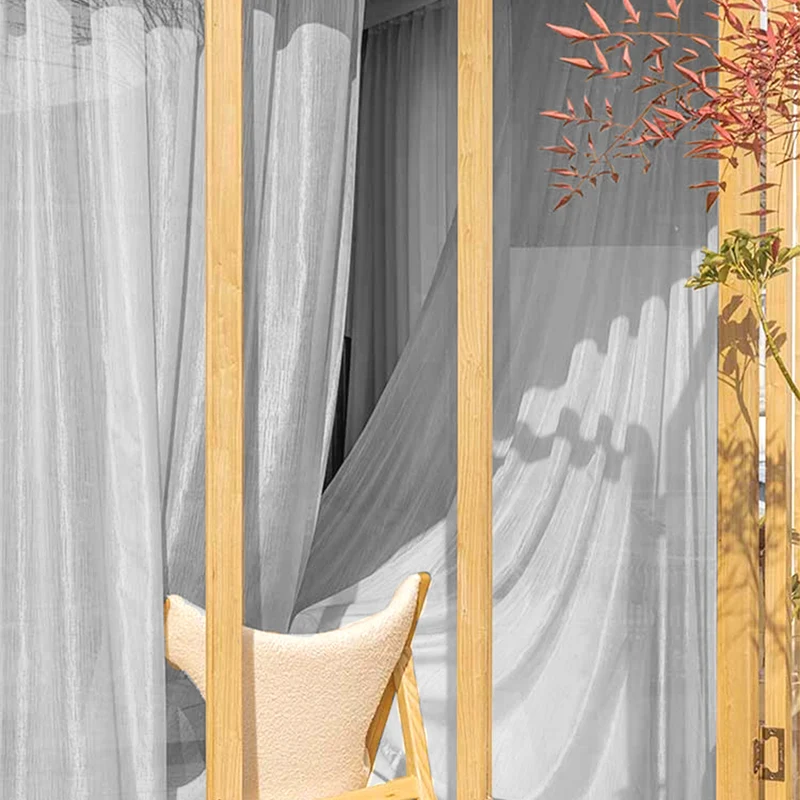 Gardine mit edlem Glanzeffekt Semi Organza transparent Grau – mit Kräuselband (1 Stück)