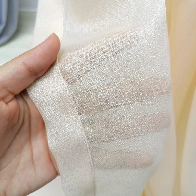 Gardine mit edlem Glanzeffekt Semi Organza transparent Creme – mit Kräuselband (1 Stück)
