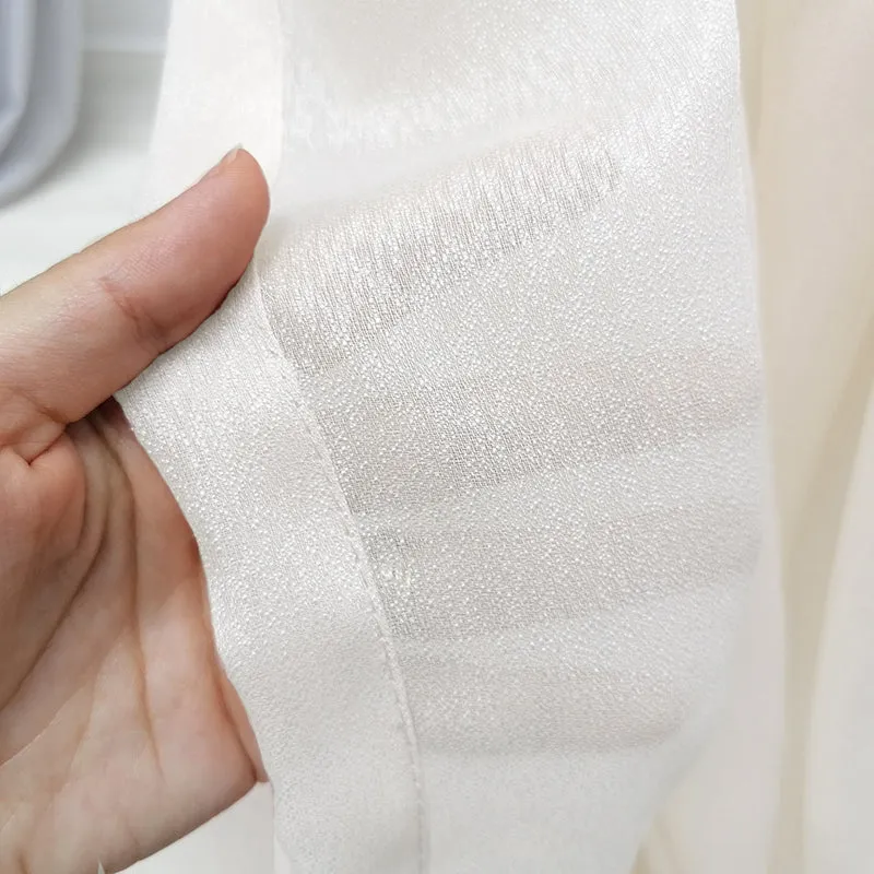Gardine mit edlem Glanzeffekt Semi Organza transparent Elfenbein – mit Kräuselband (1 Stück)