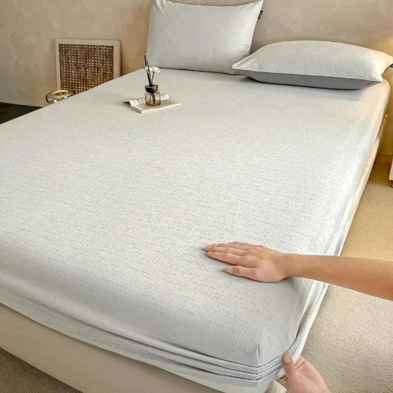 Weiches Spannbettlaken-Set aus 100 % Baumwoll-Jacquard mit umlaufendem Gummizug für den Matratzenschoner – ultimativer Komfort und Stil