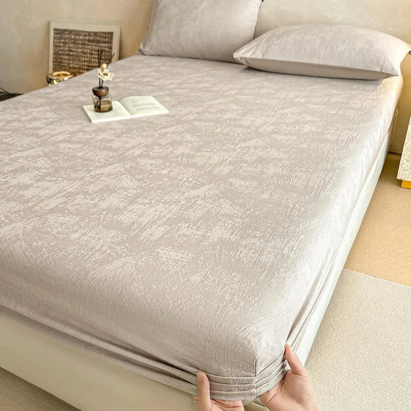 Weiches Spannbettlaken-Set aus 100 % Baumwoll-Jacquard mit umlaufendem Gummizug für den Matratzenschoner – ultimativer Komfort und Stil