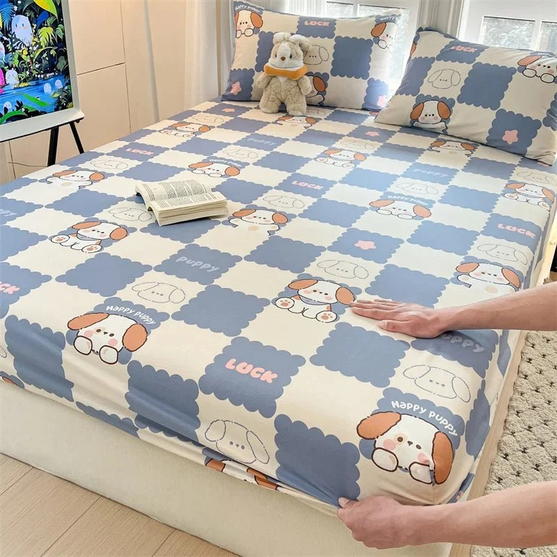 Spannbettlaken mit Blumenmuster – 100 % Baumwolle, erhältlich in den Größen Einzelbett, Queen und King.