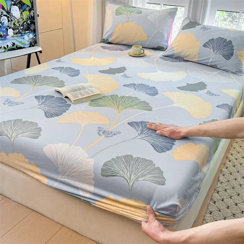 Spannbettlaken mit Blumenmuster – 100 % Baumwolle, erhältlich in den Größen Einzelbett, Queen und King.